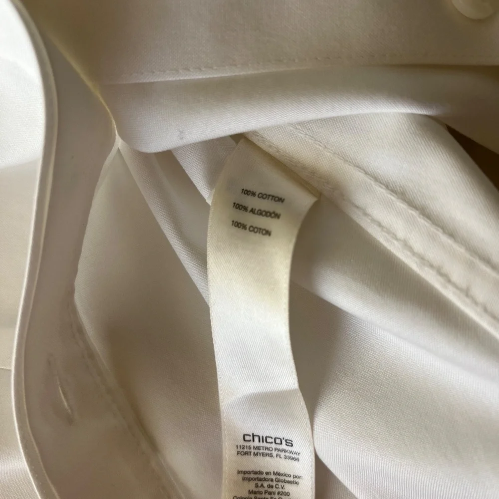 Chico's size 10-12 white cotton blouse (their size 2) - Picture 8 of 8